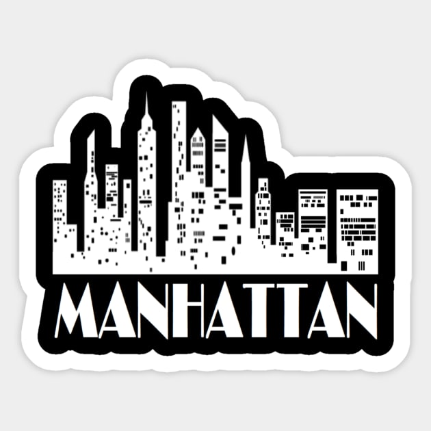 Manhattan Skyline New York City - WHITE Sticker by curlygirztees1